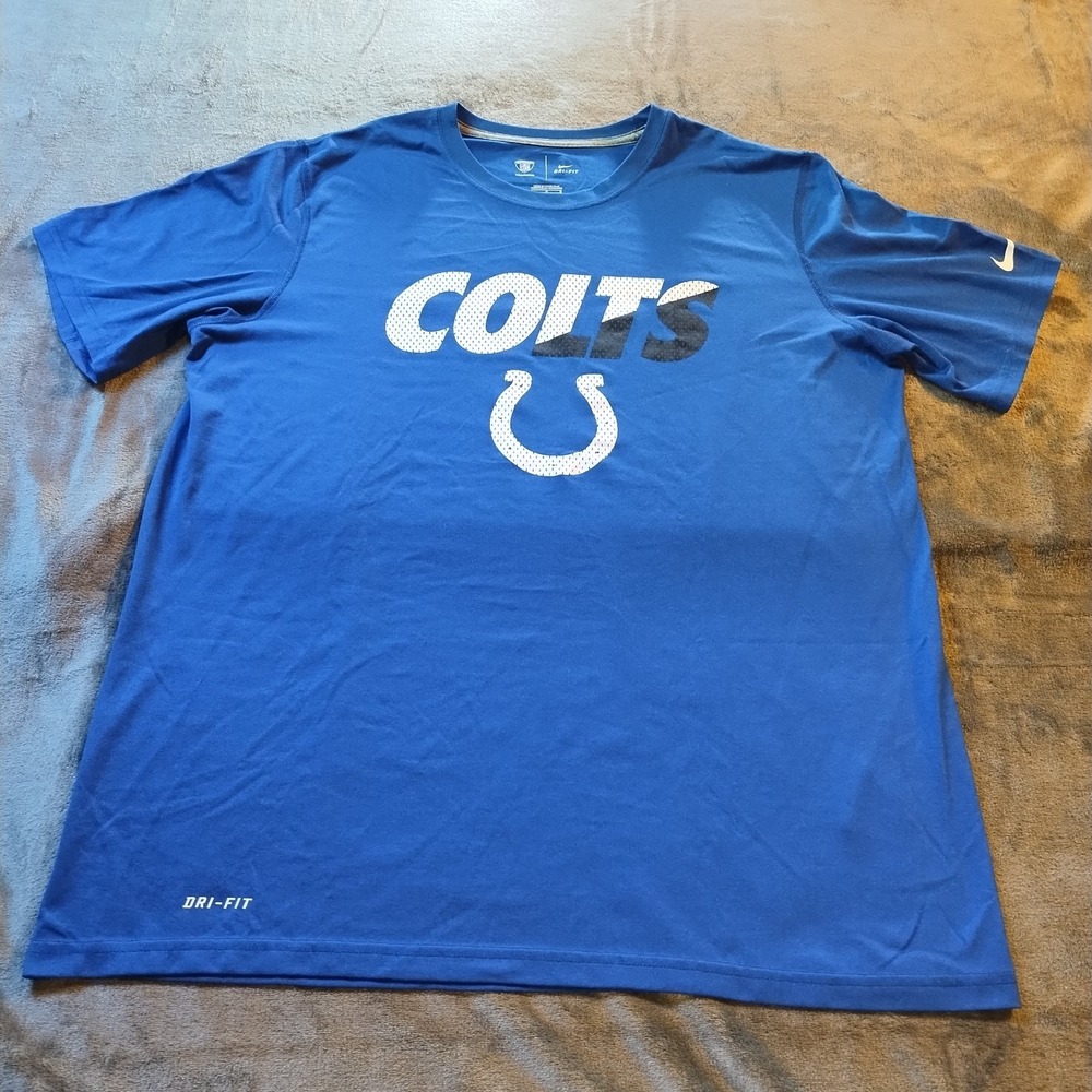 Men's Nike Indianapolis Colts NFL Training Dri-Fit Short Sleeve Shirt Blue Sz LG